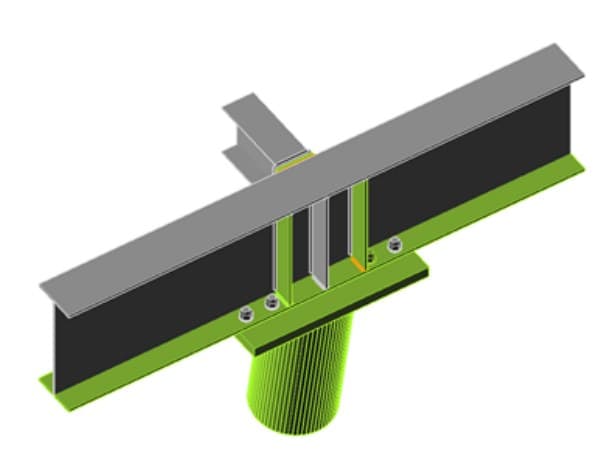 Beam-to-column joint modelled in IDEA StatiCa before analysis, plates and welds visible