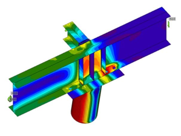 Equivalent stress plotted across a beam-to-column joint in IDEA StatiCa